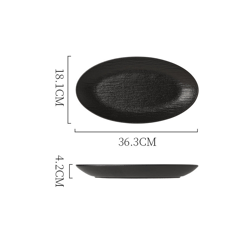 Nordic creative textured large ceramic fish plate - artistic, high-value matte finish oval ceramic serving dish