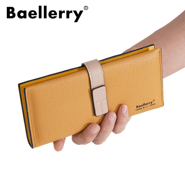 Women's wallet long new baellerry Korean version contrasting color buckle multi-card position long multi-function clutch bag