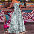 Custom  foreign trade european and american women's clothing new commuter camisole maxi dress - elegant, stylish, printed, high-waisted dress