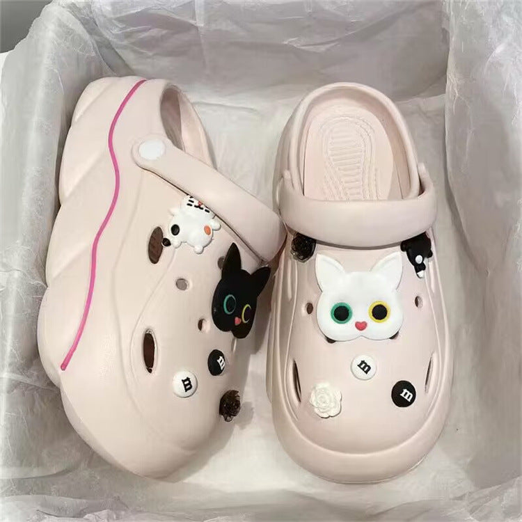 2024new arrival shit-stepping clogs for women outwearsummercutepopularthick sole nurse beach two-wear toe-cap slippers