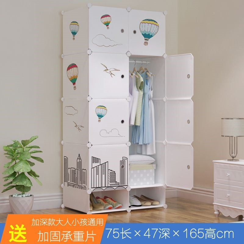 Simple wardrobe for home bedroom cabinet rental house simple folding assembly dormitory reinforced baby kids wardrobe cupboard