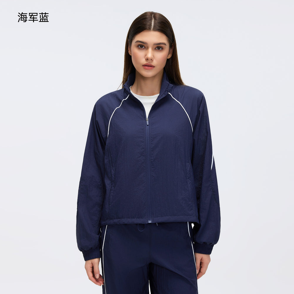 Spring/summer lightweight breathable zip-up jacket short training fitness outdoor casual running sports set for women