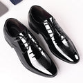 Men's business patent leather dress shoes - new autumn collection, pointed toe slip-on loafers, low-cut formal shoes in plus sizes