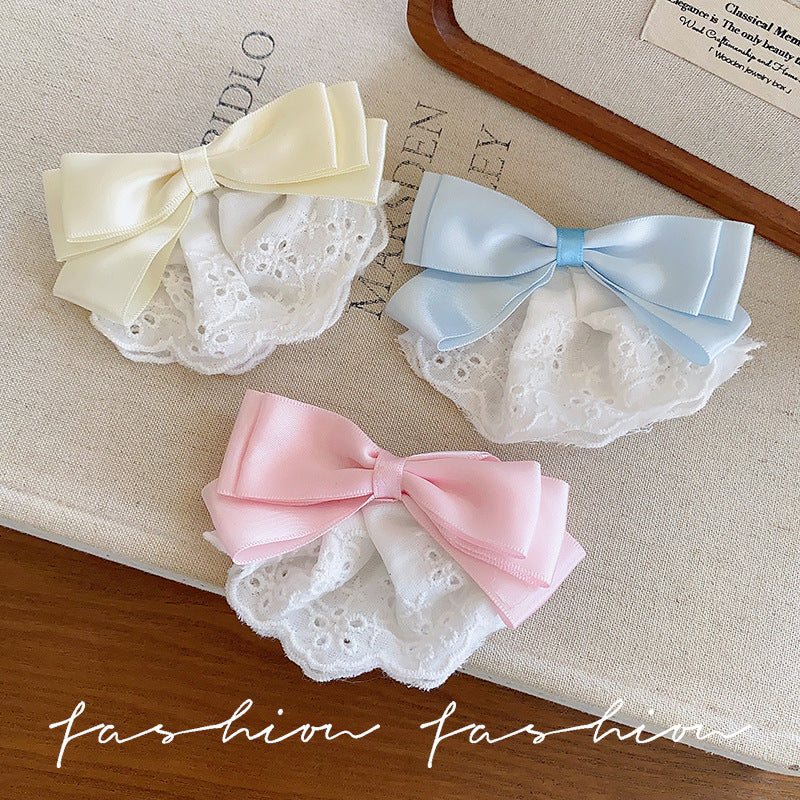 French retro satin bowknot ruched hair clip for women, 2026 new high-end hair accessory, updo side spring clip