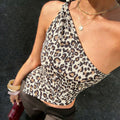 fashion leopard print one-shoulder slanted shoulder suspender women's asymmetrical hem silmslimming look hot girl style shorttops