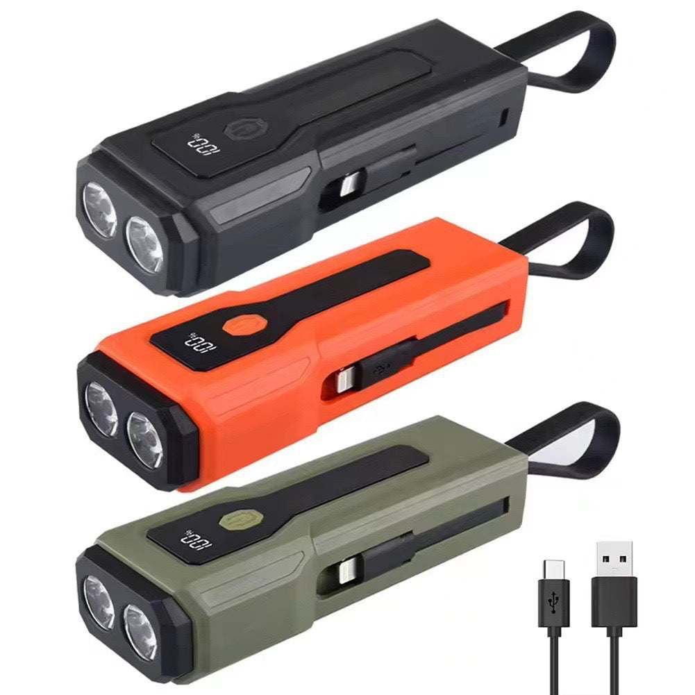 Cross-border new multi-functional strong light flashlight, emergency power bank flashlight with side light usb charging portable lighting