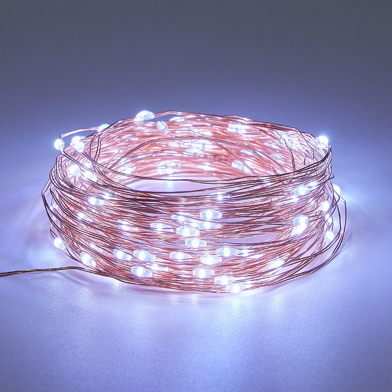 LED solar copper wire light string outdoor waterproof gypsy star light string Christmas atmosphere decoration small lights flashing belt