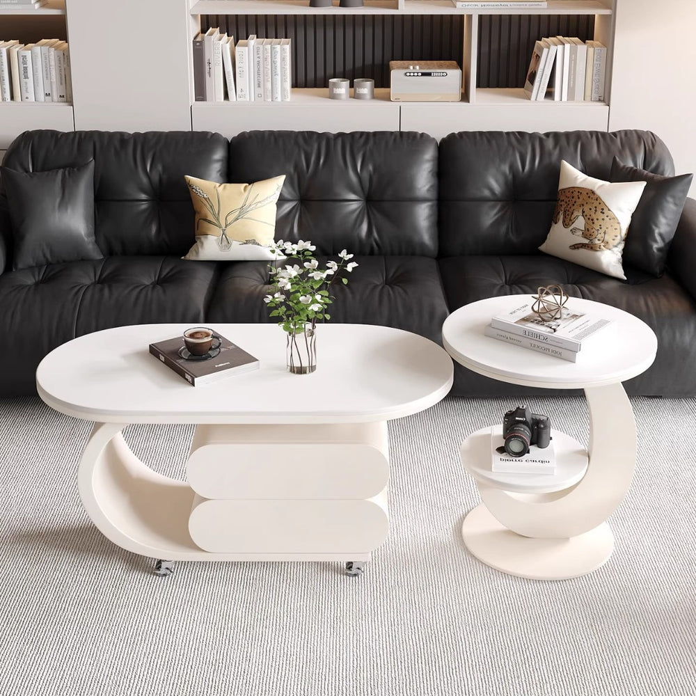 Modern minimalist sintered stone removable coffee table set - italian-inspired light luxury artistic coffee table for small living rooms