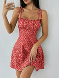 european and american cross-border french retro floral slim-fit camisole dress