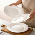 Wholesale flat plate shallow plate pure white ceramic plate for home dish plate hotel western food steak plate dish western tableware