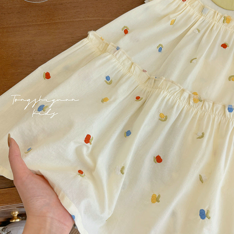 Korean style rainbow floral princess dress - summer versatile casual skirt, chic and trendy fashion