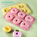 Food-grade 6-cavity silicone donut mold - macaron color round donut baking tool for cookies and pastries