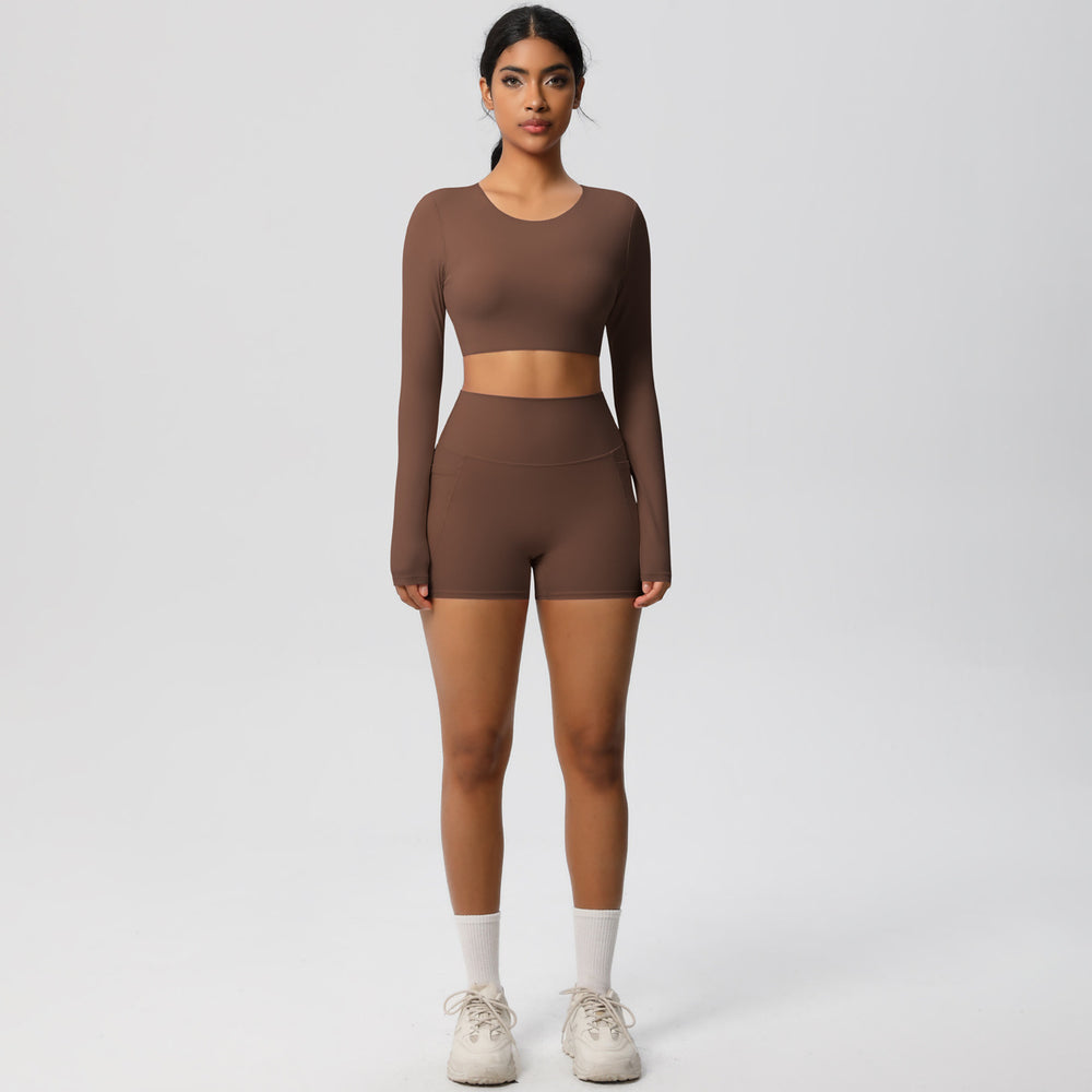 new arrivalhigh waist tight nude yoga suit quick-drying breathable outdoor casual running fitness sports suit