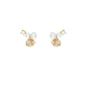 Sterling silver needle drop glaze camellia earrings gentle elegantclassy champagne pearl element sense of design sparkling zircon earrings