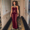 new fashion women's sexy socialite party gold velvet distressed ripped bodycon cami maxi dress