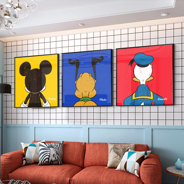 Living room sofa decoration hanging paintings Mickey Donald Duck cartoon room bedroom bedside entrance wall painting creative painting