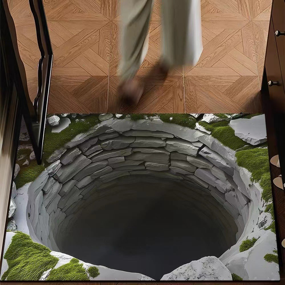 visual trap floor mat flannelfor home bathroom toilet absorbent non-slip mat entrance door mat