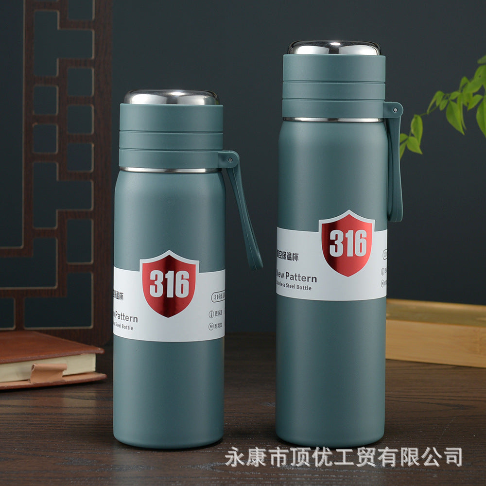 316 handle cup wholesale portable tea cup tea water separation large capacity car water cup full steel lid gift logo