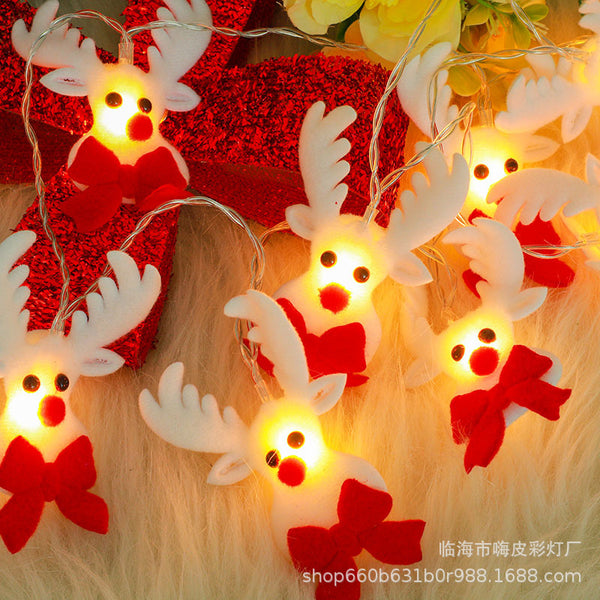 Cross-border new LED Christmas light string fabric snowman elk festival scene pendant light room decoration led light string