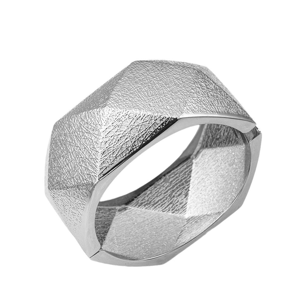 Wholesale alloy open bangle bracelet - european & american cross-border e-commerce jewelry - geometric faceted statement piece - women's wide electroplated bangle