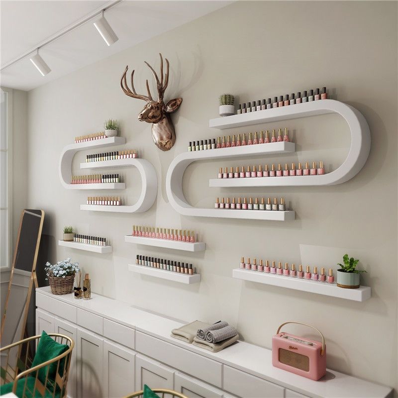Nail salon iron u-shaped wall-mounted display rack for nail polish and nail art supplies - wall-mounted storage shelf
