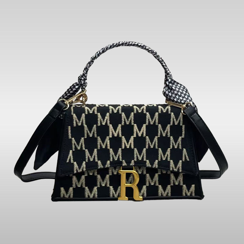 High-end Xiaoxiangfeng portable small square bag 2025 summer new European and American fashion foreign style R letter shoulder messenger bag
