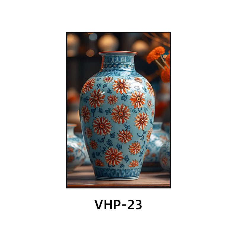 Blue and white porcelain decorative painting vase porcelain ceramic new Chinese style living room hanging painting hotel hotel restaurant box Chinese style