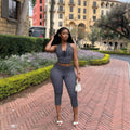 European and american cross-border women's fashion  autumn new sleeveless v-neck halter backless top and leggings casual two-piece set