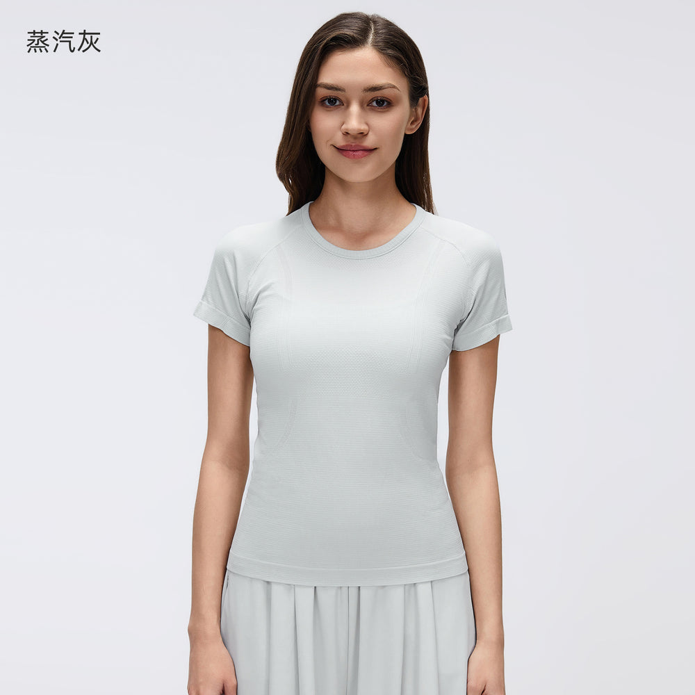 Spring/summer new women's short-sleeve crew neck sports t-shirt - running, fitness, slim-fit, breathable yoga top - s2067