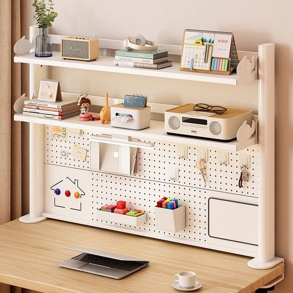 Desktop hole board bookshelf household children's study table storage rack dormitory office computer desk multi-layer shelf