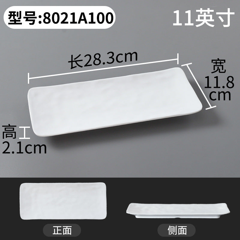 Xiangyuanmei melamine tableware white plate rectangular commercial catering beef plate plastic dinner plate hot pot mutton plate