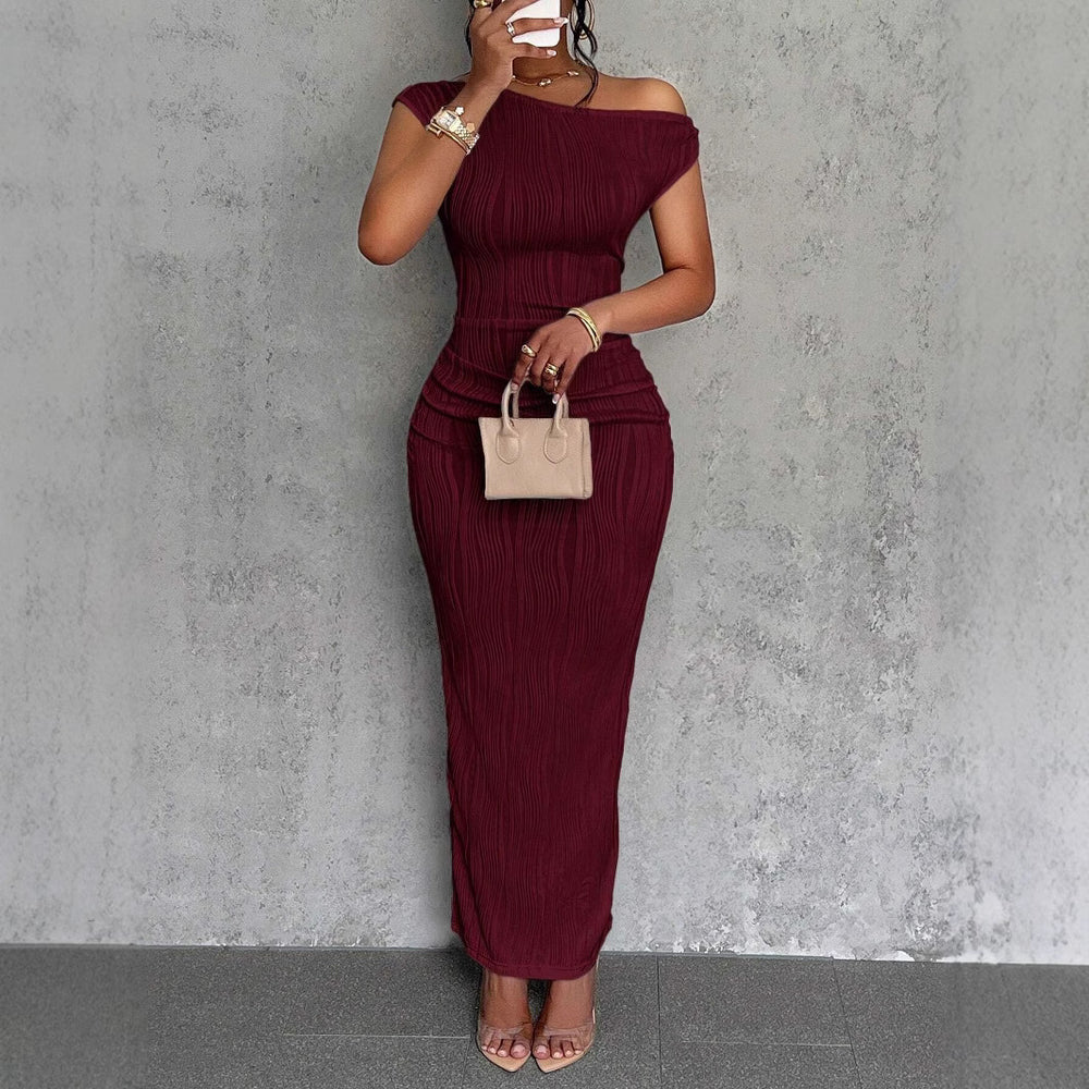 independent station new arrival cross-border cute fashion water ripple oblique shoulder dressin stock