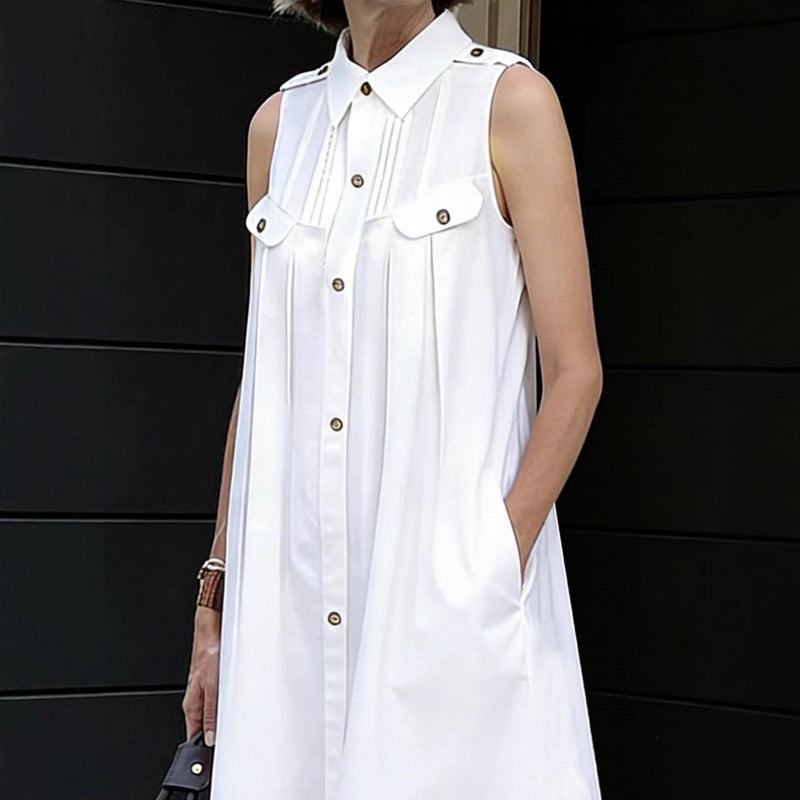 Amazon fashion urban minimalist chic versatile polo collar dress - women's new summer slimming dress