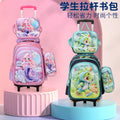 New arrival concave and convex leather primary school student pull rod school bag for grades 3 to 6 kids cartoon three-piece set backpack in stock