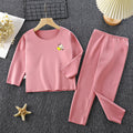 Kids' thermal underwear set - boys' and girls' fleece-lined base layer top and bottoms - autumn/winter pajamas for toddlers and big kids - baby's warm home wear