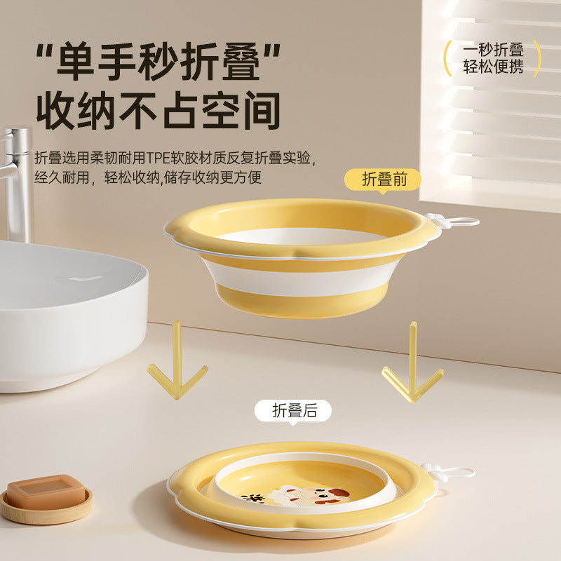Baby foldable washbasin - portable soft rubber face basin for baby's bottom washing - travel-friendly & home use - hangable design
