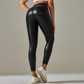 Clearance european and american cross-border  elastic pu leather pants women's colorful high waist tight butt outwear yoga bottom pants