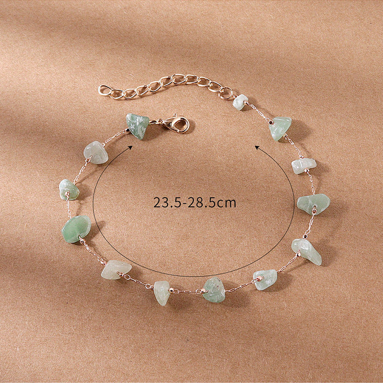 European and american retro natural crushed stone versatile strawberry quartz bracelet anklet - korean style girlfriend/bff gift crystal