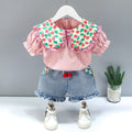Girls' summer outfit set : trendy and stylish two-piece set for little girls - short sleeve top and shorts - wholesale available
