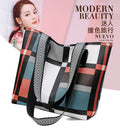 Trendy women's bag new korean style plaid shoulder bag color block large capacity tote bag handbag mom bag
