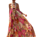 2025 new european and american amazon cross-border e-commerce women's sleeveless bandeau dress with slim-fit rose red print