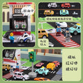 Kids' alloy pull-back car traffic map playset with crawling mat, parking garage, and inertia toys for boys