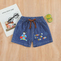 Kids' shorts, boys' denim shorts, casual printed cartoon loose fit thin korean style pants, trendy children's clothing for little boys