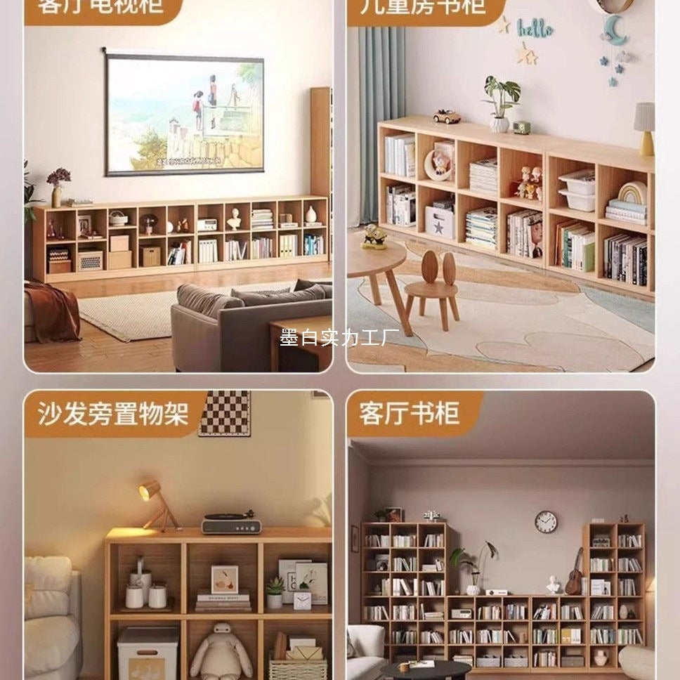 Solid wood bookshelf floor-to-ceiling children's wall kindergarten storage combination bookcase living room storage rack household grid