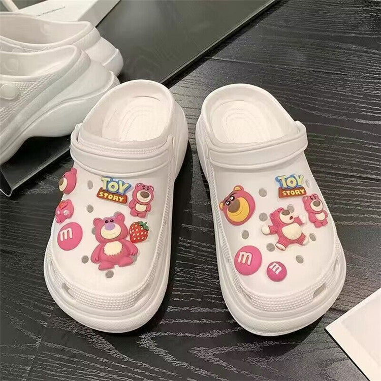 Crocs women's ins trendy summer thick sole high heels nurse baotou half drag cute outwear stepping on shit feeling beach sandals