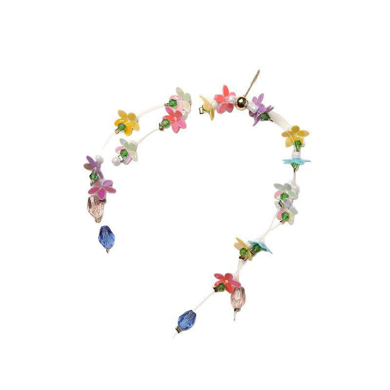 Spring/summer beach vacation style floral earrings - women's colorful dopamine long tassel earrings - sweet & unique studs