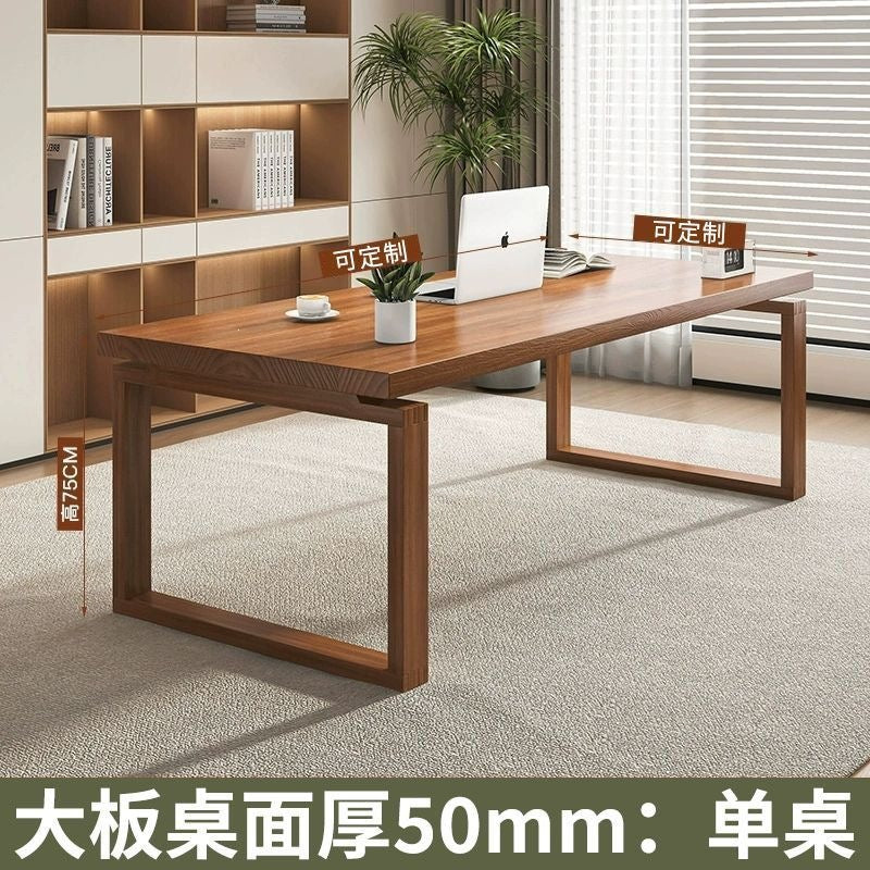 Solid wood rectangular desk - thickened office conference table, study reading desk, large home computer desk