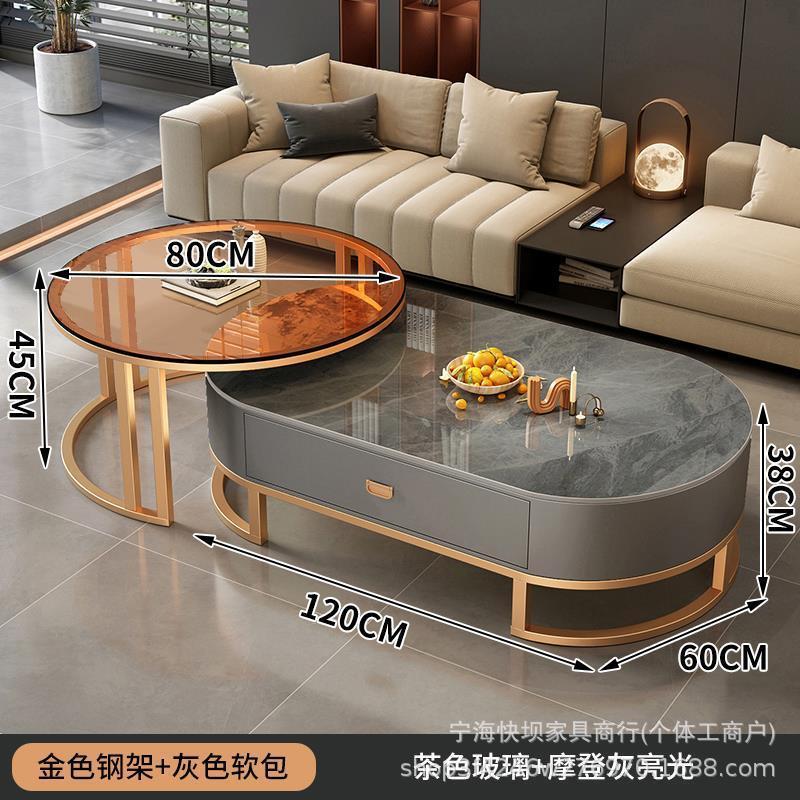 Coffee table living room for homeaccessible luxury oval modern casual type popular glass small tea table slate small apartment accessible luxury