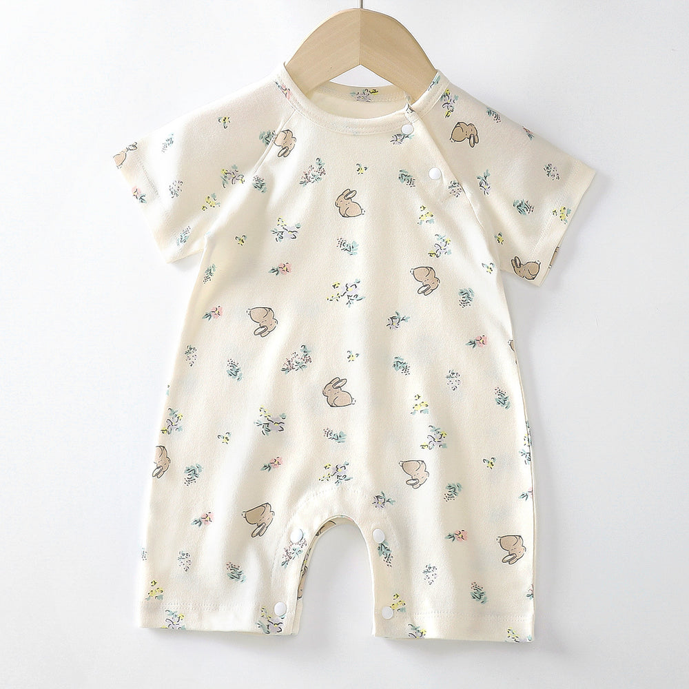 Baby clothes summer thin pure cotton air-conditioning clothes pajamas newborn baby short-sleeved onesie baby outing khaki crawling