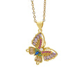 [titanium steel] fashion cross-border color zirconium butterfly necklace for women high-end light luxury versatile inlaid new sweater chain jewelry